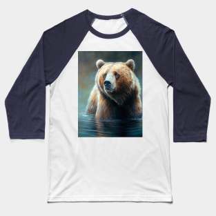 Arctic Grizzly Bear - Oil paint Baseball T-Shirt